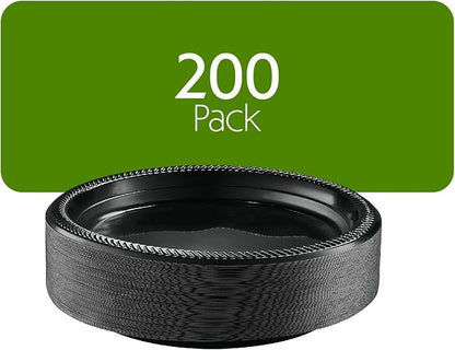 PLASTICPRO 200 PCS Black Plastic Plates Light Weight 9 Inch Plastic Dinner - Image 7