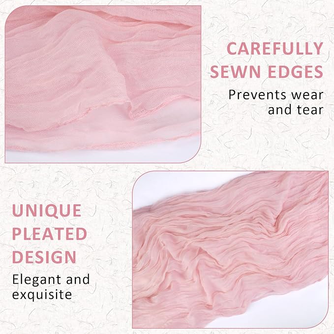 Cheesecloth Table Runner, 120 Inch 10 FT, Dusty Pink | 1 Pack, 35x120 Inches - Image 5