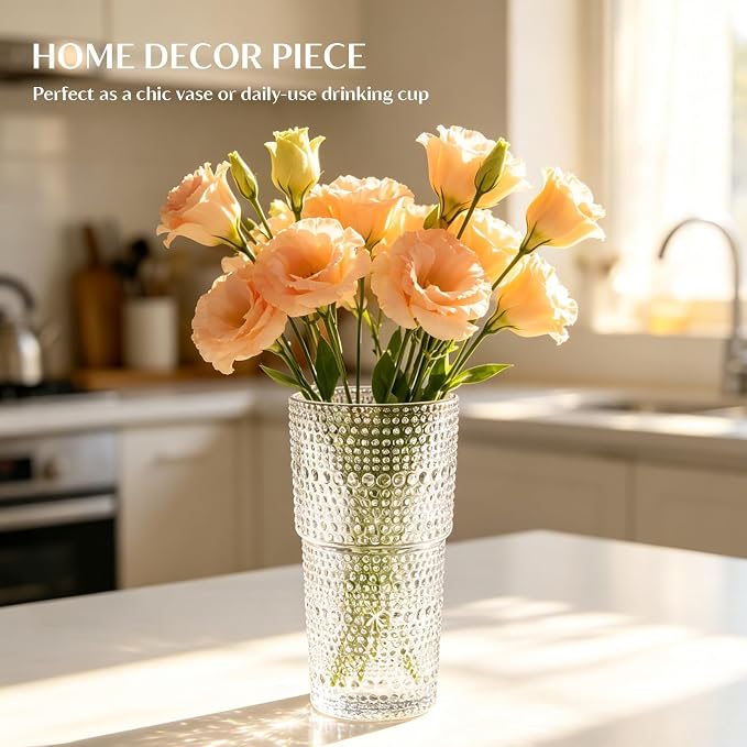 INSETLAN 20 oz Hobnail Glass Cups - Image 9
