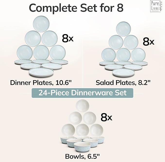 24 Piece Stoneware Dinnerware Set - Image 6