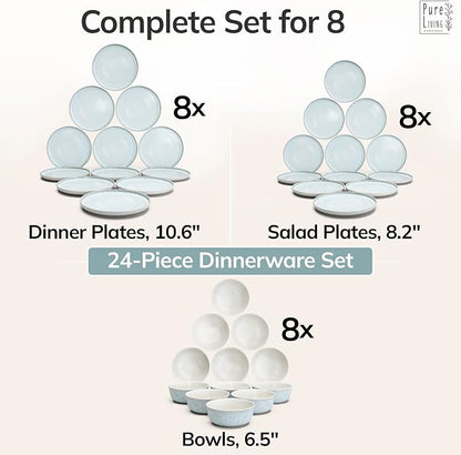 24 Piece Stoneware Dinnerware Set - Image 6