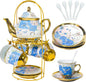 CHANJOON Gold Plated Red Rose Ceramic Tea Set, Vintage Tea Sets by CHANJOON