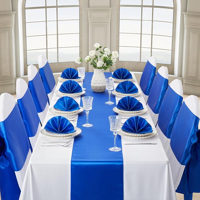 Royal Blue Satin Table Runner, 12x108 Inches, 12 Pack | Premium Satin, Smooth - Image 3