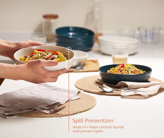 KooK Pasta Bowl, Salad Bowls, Serving Bowls, Large Capacity, Microwave & - Image 3