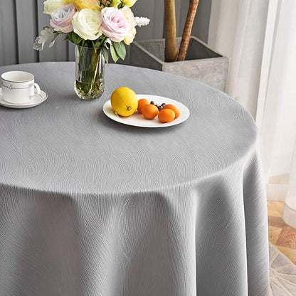 maxmill Round Jacquard Tablecloths Swirl Pattern Spillproof Wrinkle Free Heavy Weight Soft Table Cloth for Circular Table Cover of Buffet Banquet Parties Holiday Dinner Round 90 Inch Light Grey