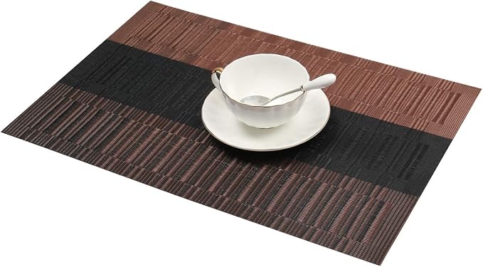 SHACOS Placemats Set of 6 Woven Vinyl Place Mats - Image 3