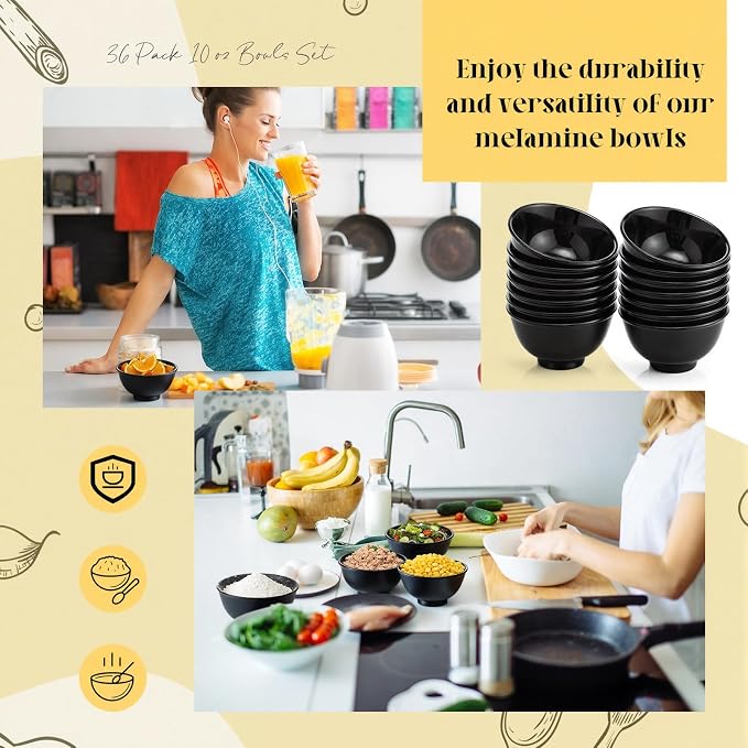 Tioncy 36 Pcs Bowls Set Unbreakable Dessert Soup Salad Bowls - Image 6
