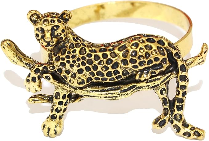 Gold Leopard Napkin Rings Set of 12 Fall Safari Napkin Rings - Image 8