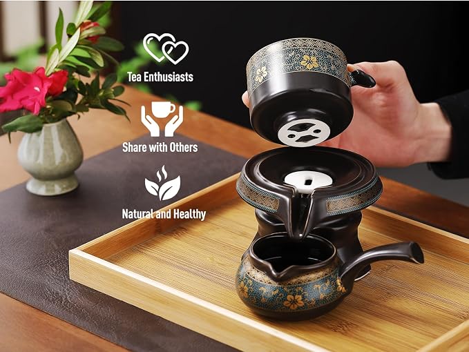 Japanese tea set with Infuser Semi Automatic Tea Set Magic Teapot with 6 cups - Image 3