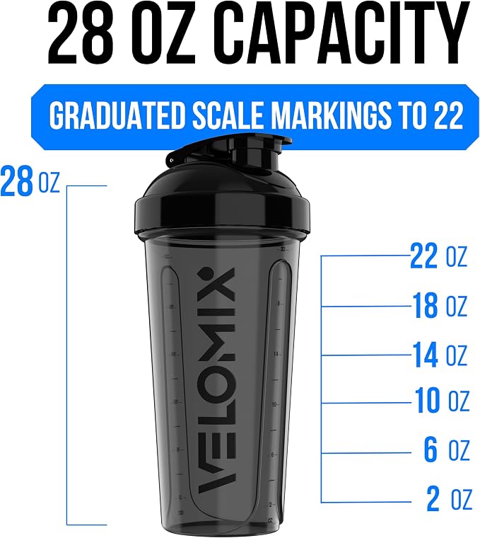 VELOMIX 2 Pack 28oz Protein Shaker Bottle, Leak Proof Shaker Cups - Image 4