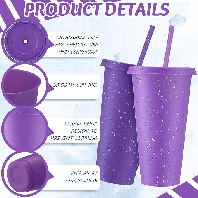 Skylety 12 Pcs Purple Plastic Cups - Image 3
