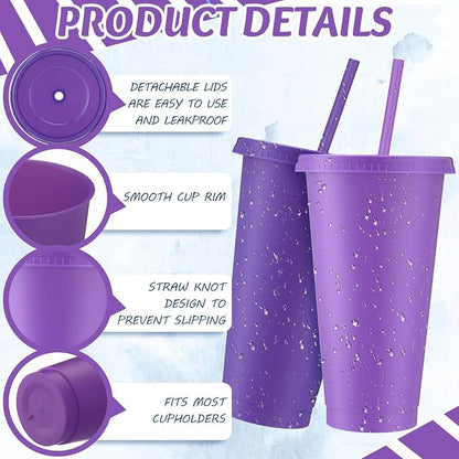 Skylety 12 Pcs Purple Plastic Cups - Image 3