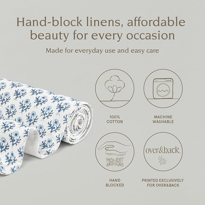 Over&Back 18x90 Hand-Blocked Printed Cotton Table Runner - Image 2