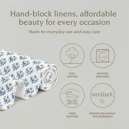 Over&Back 18x90 Hand-Blocked Printed Cotton Table Runner - Image 2