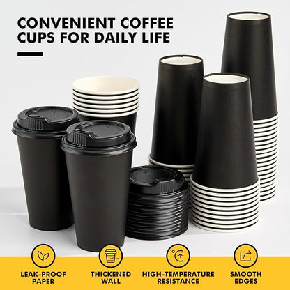 RACETOP Coffee Cups with Lids 16 oz, 100 Pack Disposable To Go Cups, To-go - Image 8
