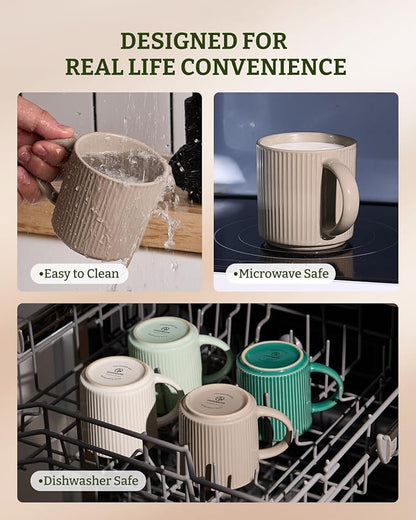 famiware Coffee Mug Set for 4, Star 12 oz Catering Mugs Cup Set - Image 7