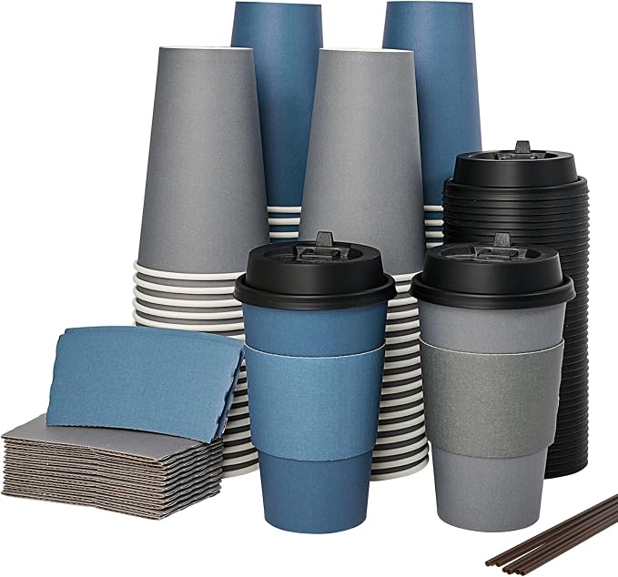 LITOPAK 100 Pack 16 oz Disposable Coffee Cups - Image 8
