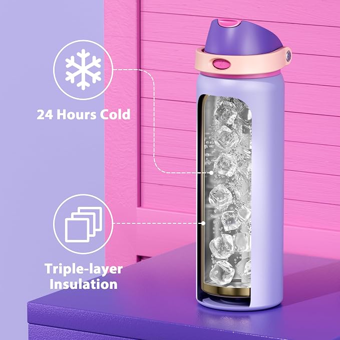 32 oz Insulated Water Bottle for Women: Meoky Stainless Steel Metal Water Bottle - Image 3