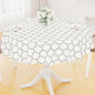 Smiry Round Plastic Table Cloth, Waterproof Vinyl Tablecloth with Flannel Backing for Round Tables, Wipeable & Spillproof for Dining, Camping, Indoor and Outdoor (60" Round, Beige)