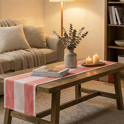 Artoid Mode Red Farmhouse Rustic Table Runner, Seasonal Macrame Fabric Kitchen - Image 4