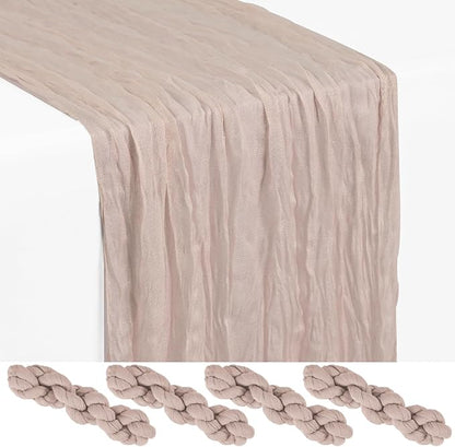 Showgeous 4 Pack Rosy Brown Cheesecloth Table Runner, 17 x 108 Inches | Boho by Showgeous