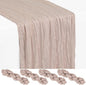 Showgeous 4 Pack Rosy Brown Cheesecloth Table Runner, 17 x 108 Inches | Boho by Showgeous