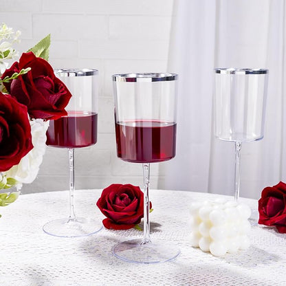 Ciaell 12 Pack Silver Plastic Wine Glasses - Image 7