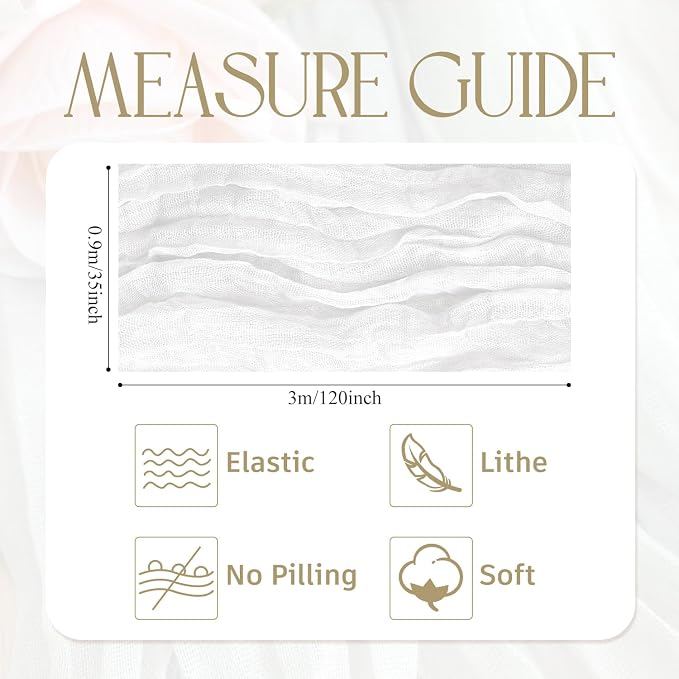 Cheesecloth Table Runner Ivory 10FT Boho Gauze Runner, 12 Pack | 120 Inch - Image 2