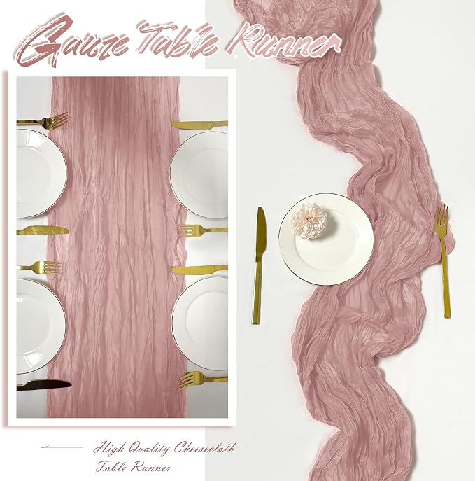 15 Pack Dusty Pink Cheesecloth Table Runner 17 x 108 inch Cheese Cloth Table - Image 6