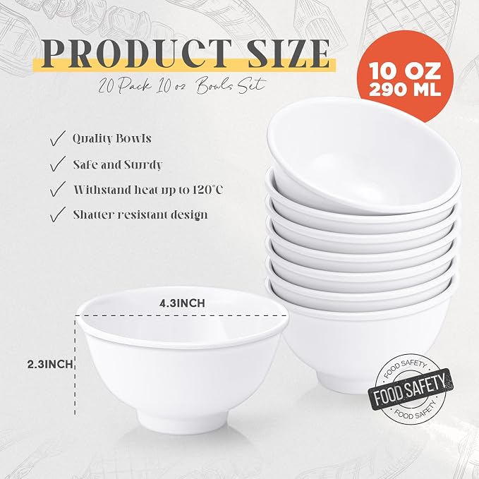 Tioncy 36 Pcs Bowls Set Unbreakable Dessert Soup Salad Bowls - Image 2