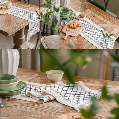 Table Runner, Boho Table Runner Cotton Linen Table Decorations, Farmhouse Table - Image 6