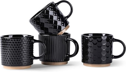 GBhome 6 OZ Stackable Coffee Mugs Set of 4, Ceramic Coffee Cups Set | 4 by GBhome