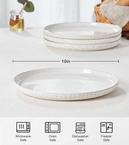 Lareina Ceramic Dinner Plates 10 Inch, Embossed Boho Stoneware Plates - Image 3