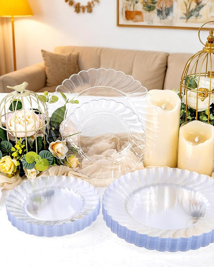 YOUBET 60PCS Clear Scalloped Plastic Plates - Image 4
