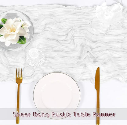 3 Pack White Cheesecloth Table Runner, 17 x 108 inch, Semi Sheer Boho Cheese - Image 5