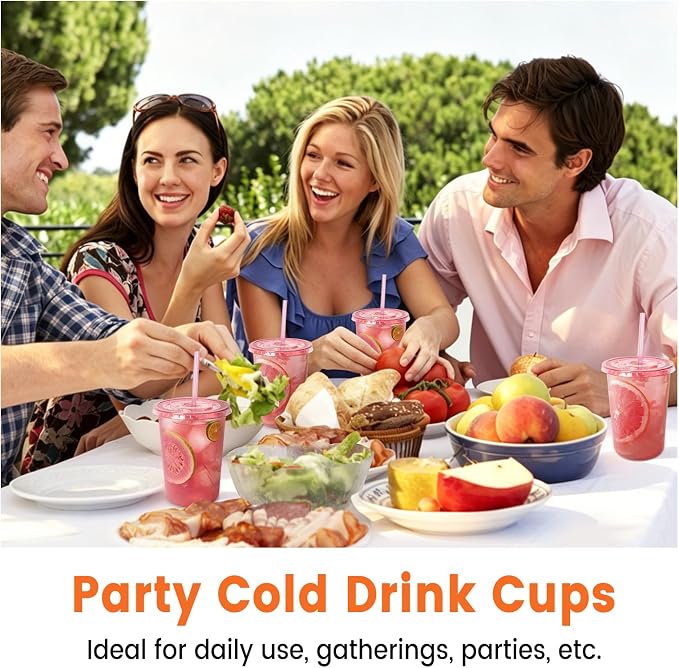 50 Sets - 16oz Pink Plastic Cups - Image 6