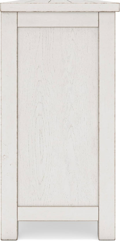 Signature Design by Ashley Robbinsdale Casual 4-Door Dining Server with Adjustable Shelves and Felt-Lined Drawers, White