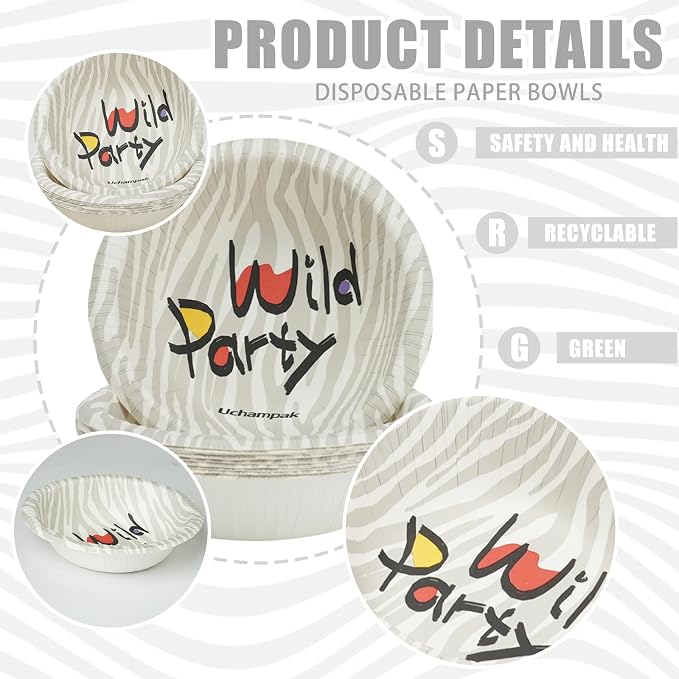 50 Pack Paper Bowls, 8 Oz Disposable Soup Bowl, Heavy Duty Printed Disposable - Image 4