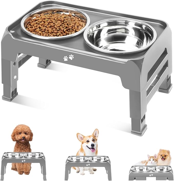 COMESOON Elevated Dog Bowls for Small Medium Dogs, 3 Height Adjustable Raised by COMESOON