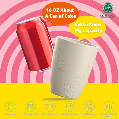 Homienly Wheat Straw Cup Unbreakable Water Cup | 16 OZ Reusable Water Drinking - Image 4