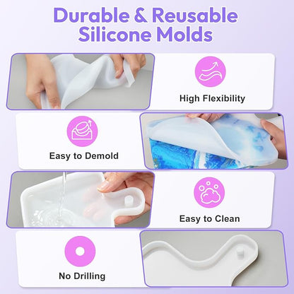 HeyClear 2Pcs Resin Tray Molds, Silicone Epoxy Resin Molds Cutting Board - Image 4