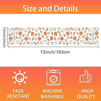 Fall Table Runner Decorations, Pumpkin Maple Leaf Thanksgiving Harvest Decor | - Image 5