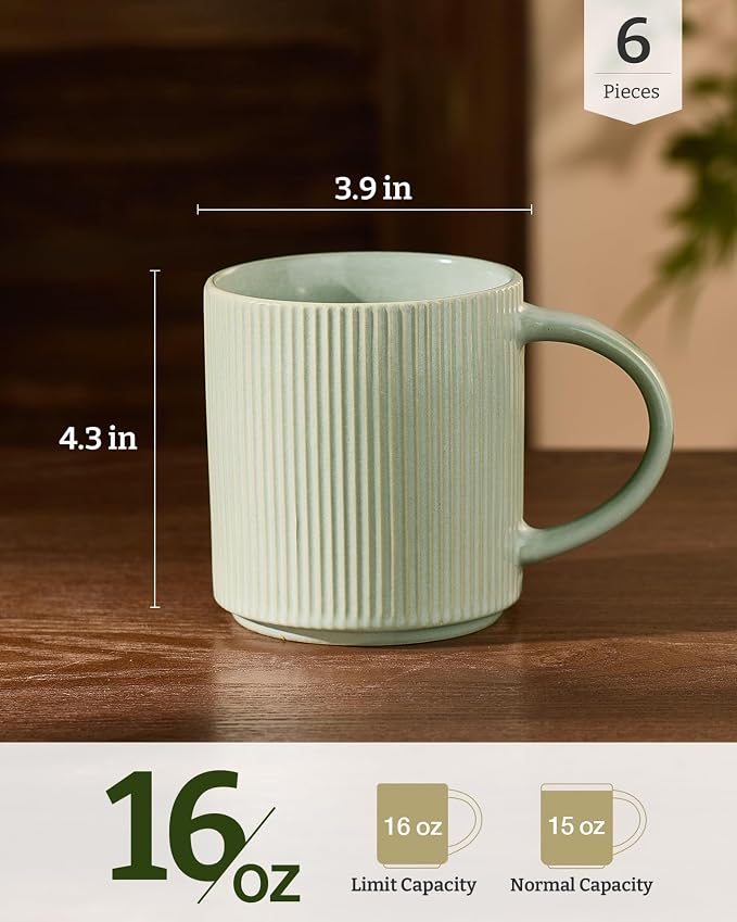 famiware Coffee Mug Set for 6, Star 16 oz Catering Mugs Cup Set - Image 4