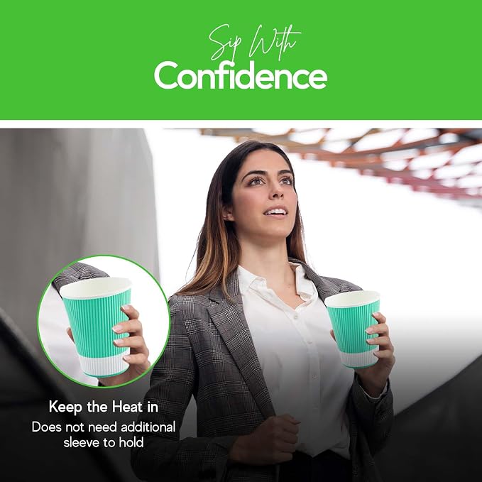 Restaurantware 12 Ounce Ripple Wall Disposable Coffee Cups, 500 Insulated - Image 9