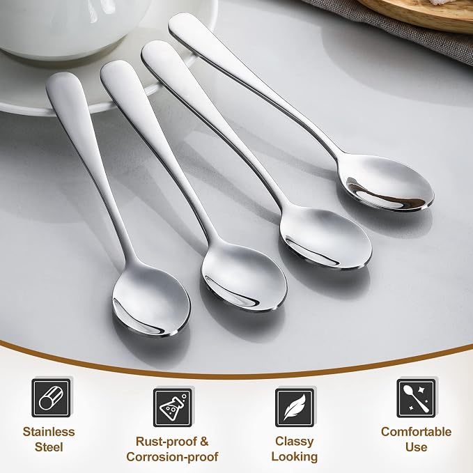 Hiware 12-Piece Demitasse Espresso Spoons, 4 Inches Stainless Steel Mini Coffee - Image 3