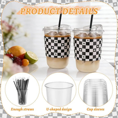 50 Sets 16 Oz Clear Plastic Coffee Cups - Image 3