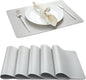 DOLOPL Faux Leather Placemats Set of 6, Wipeable Heat Resistant Table mats - Anti Slip Table Place Mats, Modern Washable Outdoor Placemats for Kitchen Dining Room Table Decorations, Light Gray