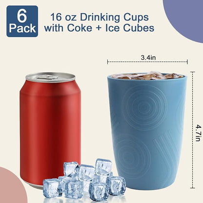 16oz Plastic Drinking Glasses, Wheat Straw Cups Set of 6 - Image 2