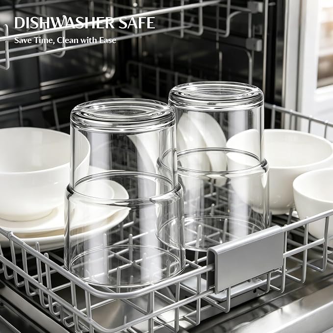 INSETLAN 13 oz Portable Glass Tumblers Set of 4, Thick Wall Glass Cups - Image 8