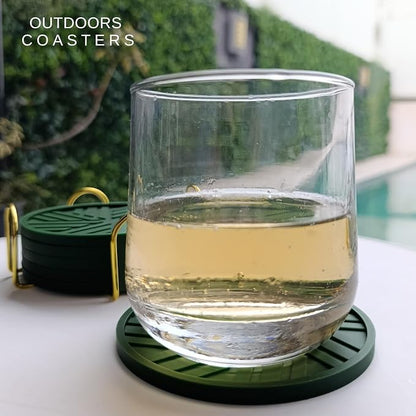 Silicone Drink Coasters, with Groove Patterns and Gold Holder - Image 7